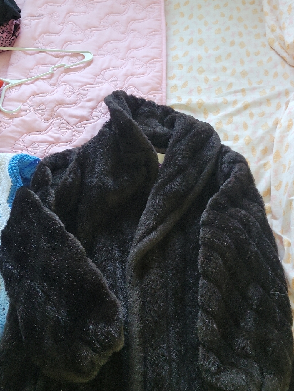 Women's Black Faux Fur Teddy Jacket - Plush Cozy Coat